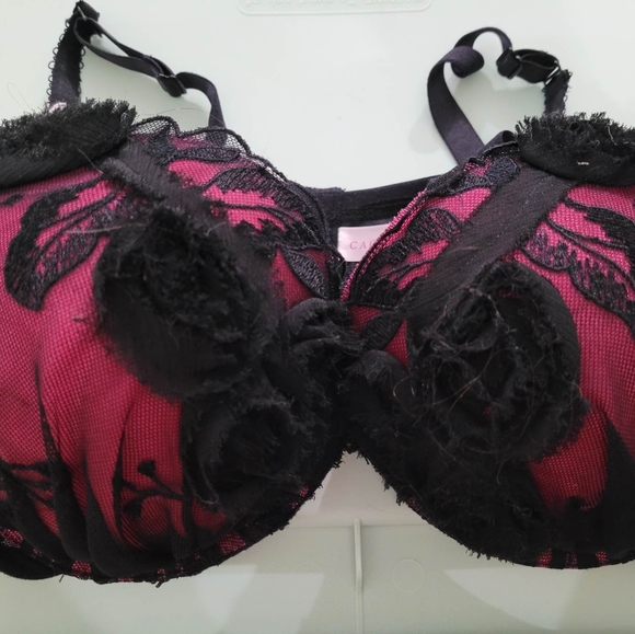 Cacique Lane Bryant NWOT bra..size 40C. Black and pink - Picture 5 of 5